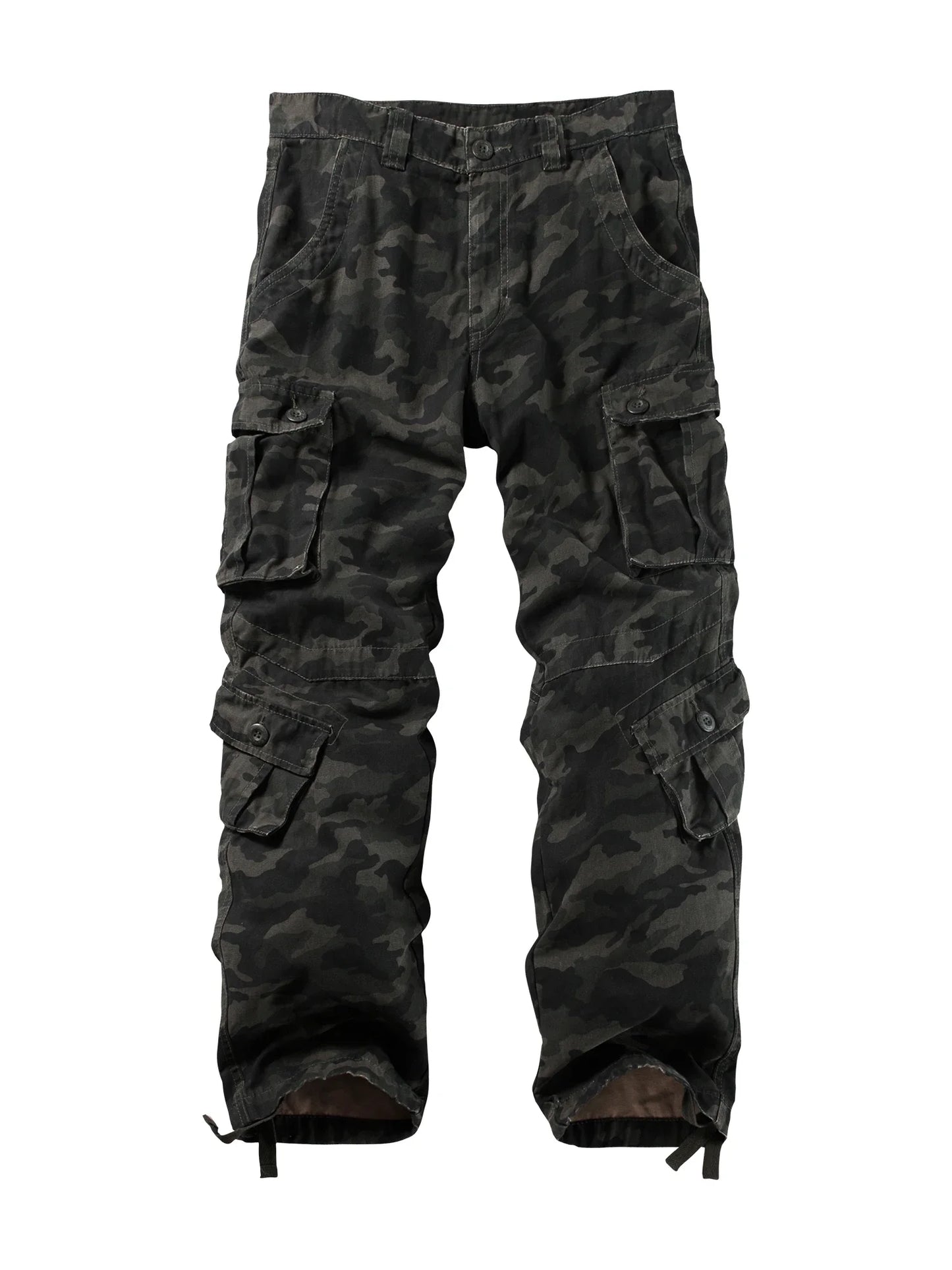 Men's Casual Cargo Pants Camo Pants Combat Work Pants with 8 Pockets(No Belt)