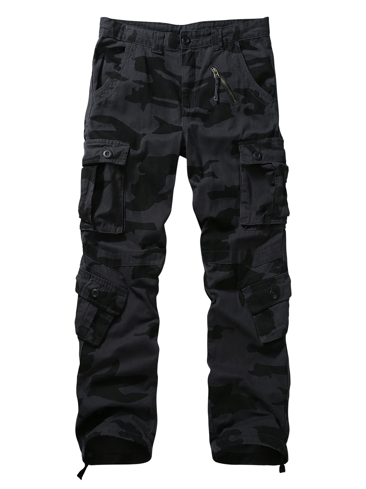 Men's Casual Cargo Pants Camo Pants Combat Work Pants with 8 Pockets(No Belt)