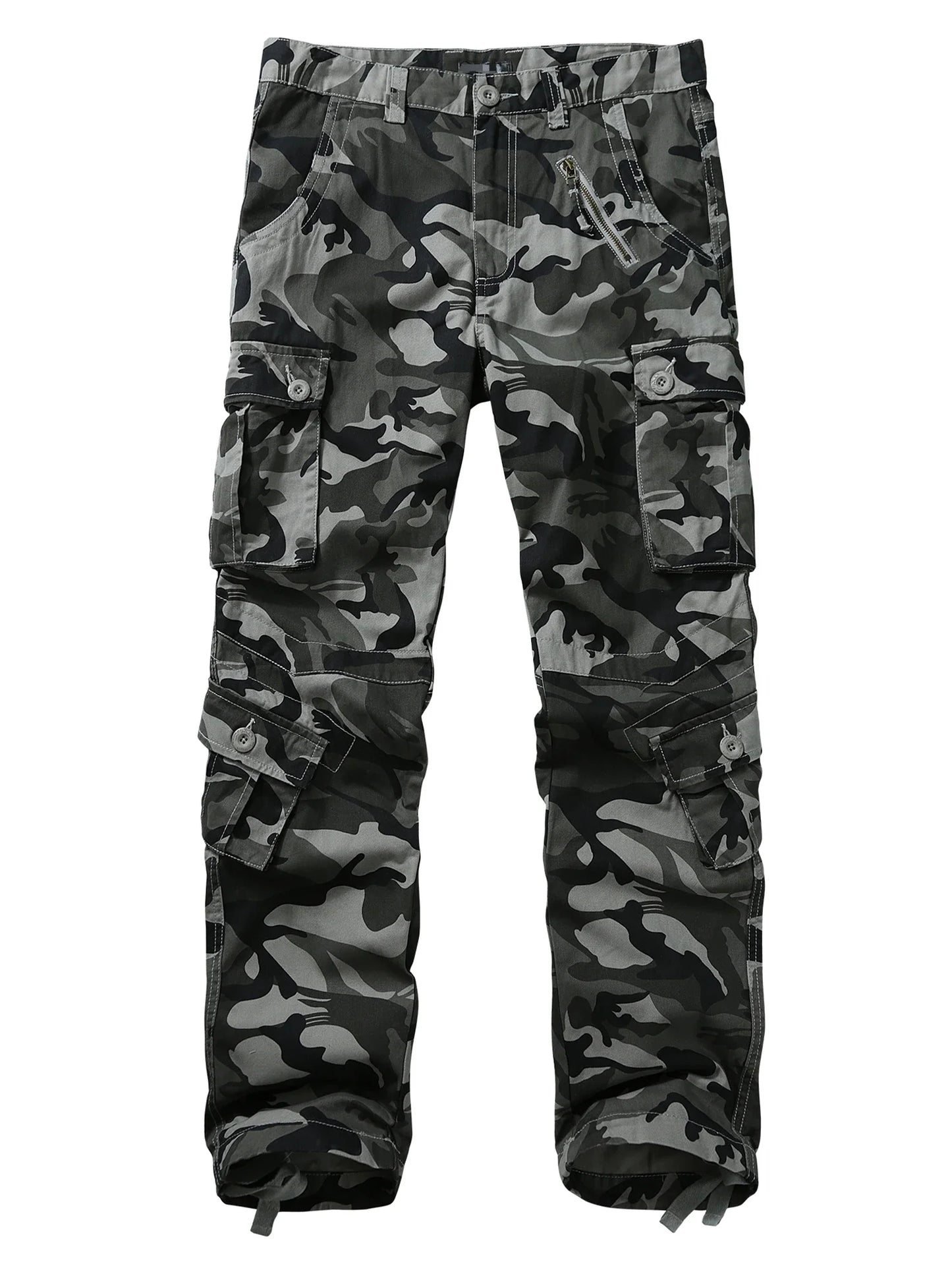 Men's Casual Cargo Pants Camo Pants Combat Work Pants with 8 Pockets(No Belt)