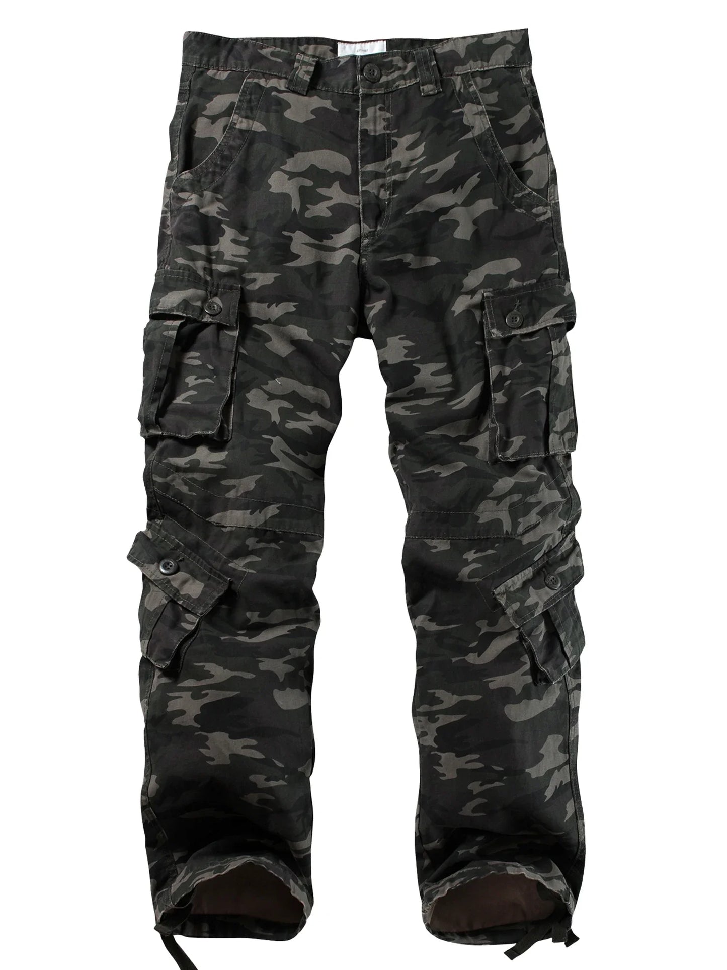 Men's Casual Cargo Pants Camo Pants Combat Work Pants with 8 Pockets(No Belt)