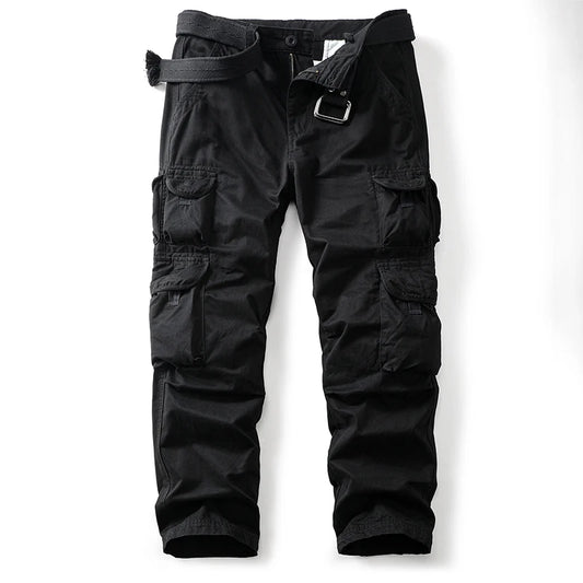 AKARMY Black Camo Cargo Pants Outdoor Multi-pocket Ripstop  Trousers Male Autumn Wear-resistant Cargo Casual Pants(No Belt)