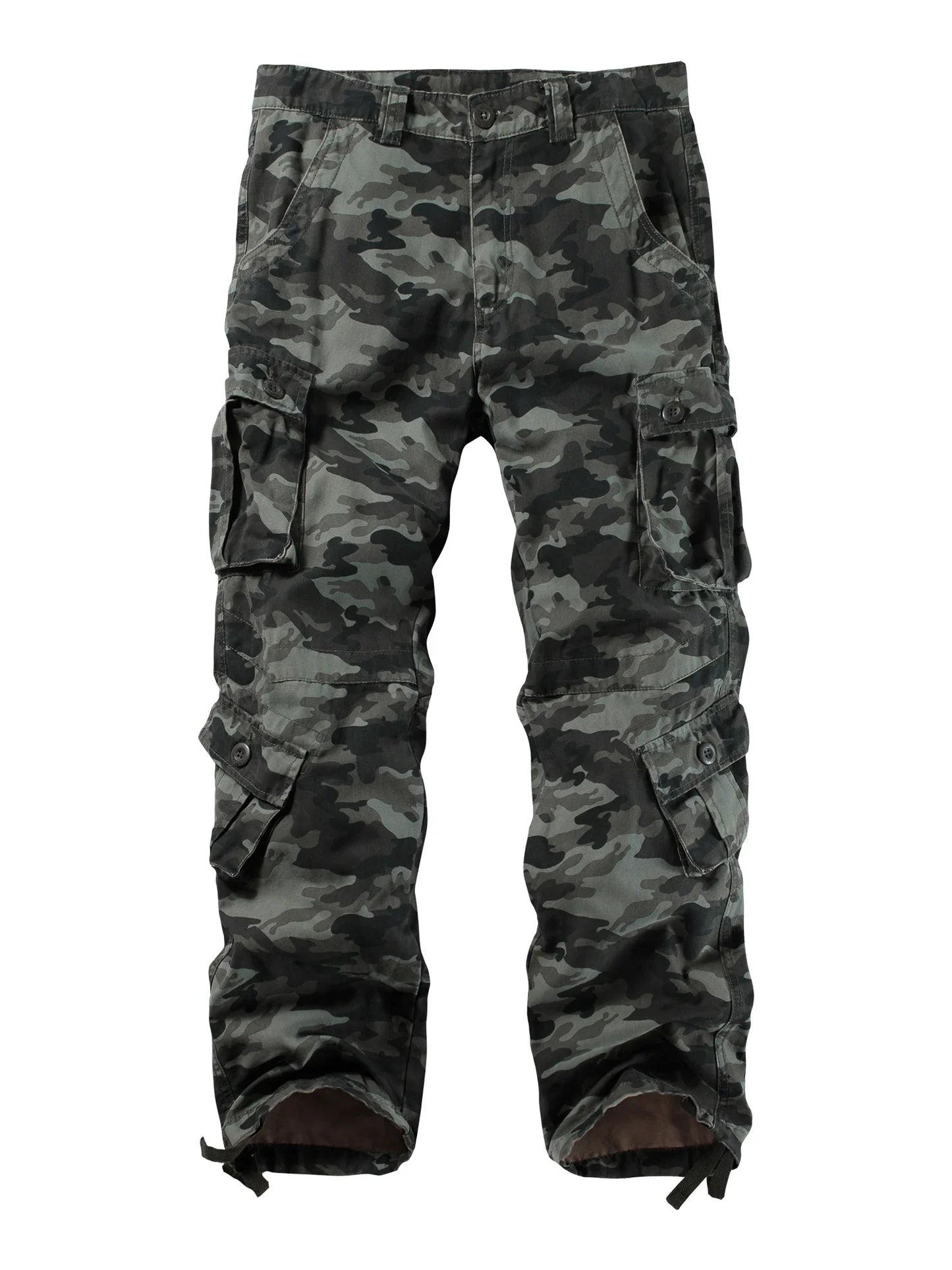 Men's Casual Cargo Pants Camo Pants Combat Work Pants with 8 Pockets(No Belt)