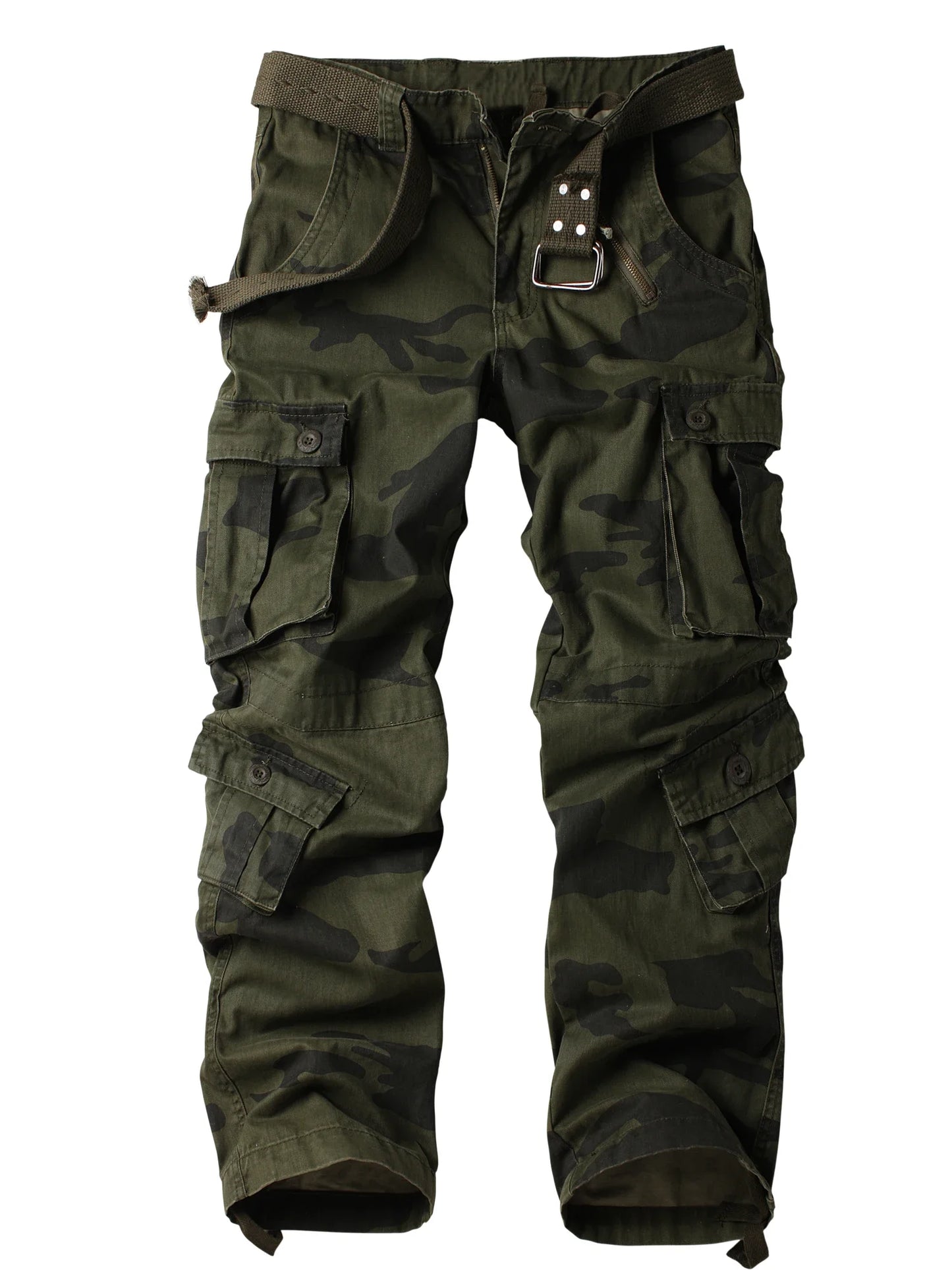 Men's Casual Cargo Pants Camo Pants Combat Work Pants with 8 Pockets(No Belt)