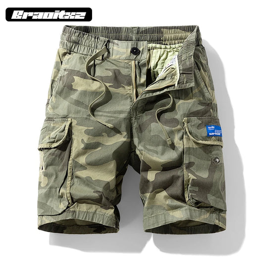 New Men Summer Outdoor Fashion Casual Breathable Pure Cotton Cargo Shorts Men Bermuda Camouflage Beach Jogger Shorts Men